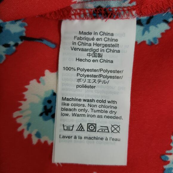 J. Crew Red Longfellow Floral Boatneck Top Blouse XS Red Long Sleeve K4901 - Picture 12 of 12